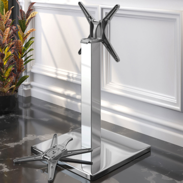 MADRID | Pieds de Table Bistrot | Acier inoxydable | Pied : 50 x 50 cm | Colonne : 8 x 72 cm | Pliable