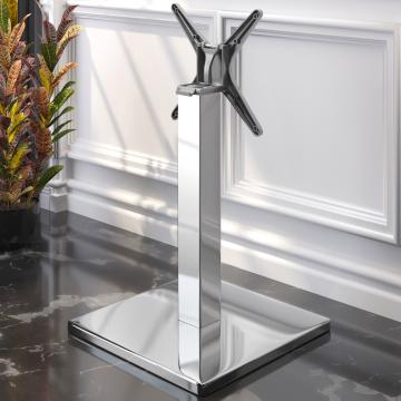 MADRID | Pieds de Table Bistrot | Acier inoxydable | Pied : 50 x 50 cm | Colonne : 8 x 72 cm | Pliable