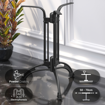 MALAGA | Gusseisen Tischgestell | Schwarz | 3 Fuß: Ø 60 cm | Säule: 72 cm | Gusseisen
