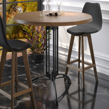 MALAGA | Telaio del tavolo da bar bistrot | Nero | 3 piedi: Ø 60 cm | Colonna 108 cm | Ottica fusa