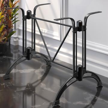MALAGA | Base per tavolo bistrot doppia | Nero | 2 piedi: 90 x 60 cm | Colonna: 72 cm | Ottica fusa