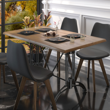 MALAGA | Base per tavolo bistrot doppia | Nero | 2 piedi: 90 x 60 cm | Colonna: 72 cm | Ottica fusa