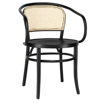 MARCO ARM | Chaise cannage | Noir | Bois cintré