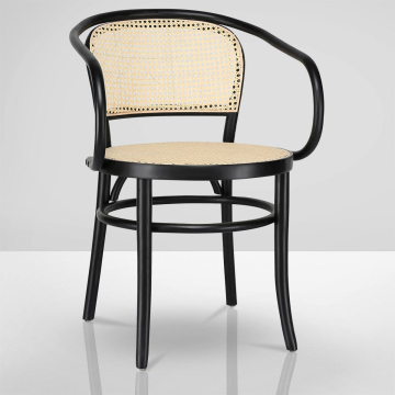 MARCO ARM | Wicker Chair | Black | Bentwood | Wickerwork Natural