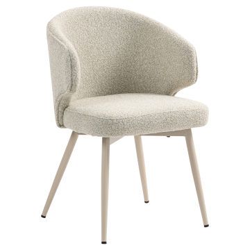 Marie | Hotel Stuhl | Beige | Teddystoff | Gestell Weiß