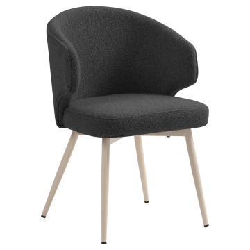 Marie | Hotel Stuhl | Dunkel Grau | Teddystoff | Gestell Weiß