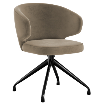 Marie | Hotelstol | Taupe | Velour | Drejebase
