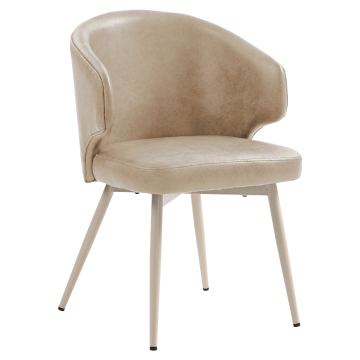 Marie | Hotel Stuhl | Beige | Leder | Gestell Weiß