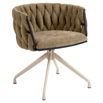 MARIS | Krzesło hotelowe | Materiał | Taupe | Stelaż: biały | Funkcja obrotowa
