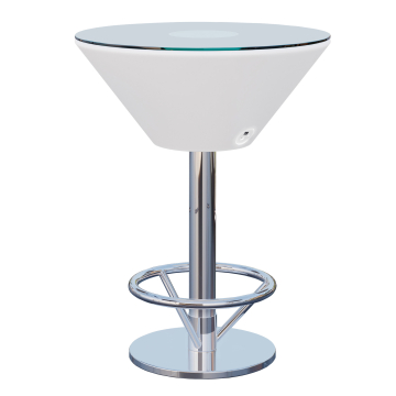 MARTINI | Tavolo alto per cocktail a LED | Ø:H 60 x 108 cm | RGB | Batteria | con anello per i piedi