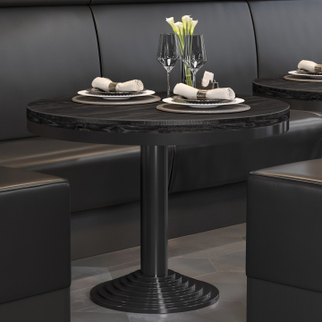 MASSIV STAAL | Bistro massief tafelblad | Ø80cm | wengé - zwart