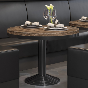 MASSIV STEEL | Bistro massiv bordsskiva | Ø70cm | valnöt