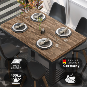 MASSIV STEEL | Bistro Massiv Tischplatte | 130x80cm | Walnuß
