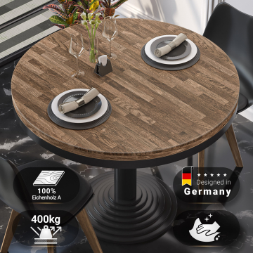 MASSIV STEEL | Bistro Massiv Tischplatte | Ø60cm | Walnuß