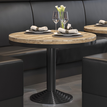 MASSIV-STEEL | Bistro Massiv Tischplatte | Ø70cm | Eiche