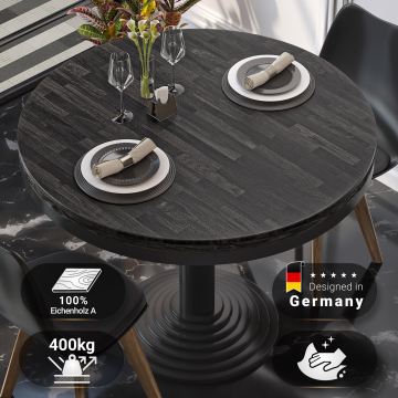 MASSIV STEEL | Bistro Massiv Tischplatte | Ø70cm | Wenge - Schwarz