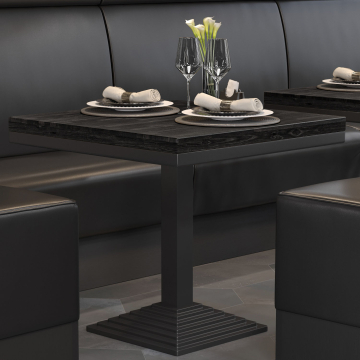 MASSIV STEEL | Gastro Massiv Tischplatte | B:T 70 x 70 cm | Wenge - Schwarz | Quadratisch | Bistro Massiv Tischplatte