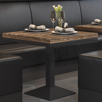MASSIV STEEL | Gastro Mesa de Madera Masiva | B:T 70 x 70 cm | Nogal | Cuadrada | Mesa de Madera Masiva Bistro