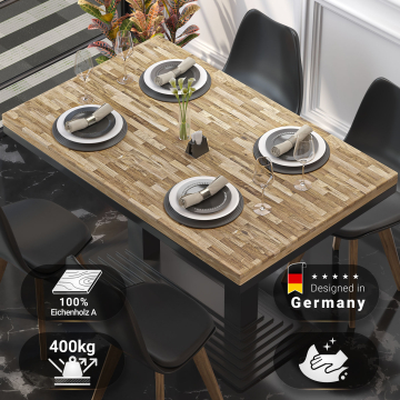 MASSIV-STEEL | Plateau de table Bistro massif | 130x80cm | Chêne