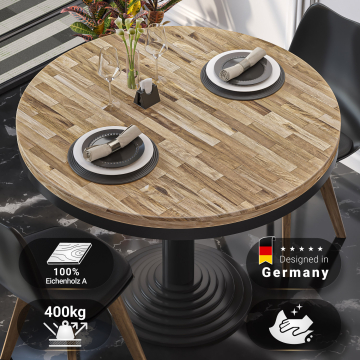 MASSIV-STEEL | Solidny blat stołu Bistro | Ø60cm | dąb