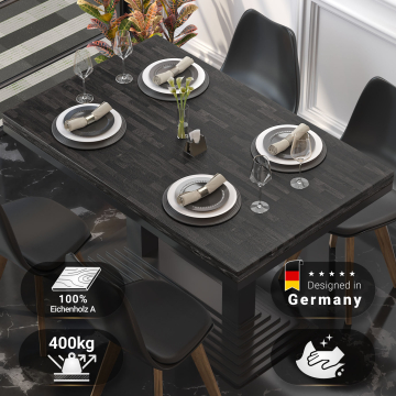 MASSIV STEEL | Tablero macizo para mesa de cafetería | An:Pr 120 x 70 cm | Wenge - Negro | Rectangular | Tablero macizo Bistro