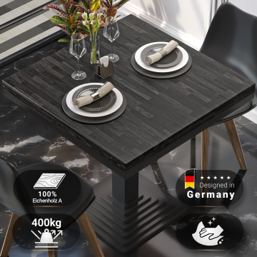 MASSIV STÅL | Gastro Massiv Bordplate | B:T 70 x 70 cm | Wenge - Svart | Firkantet | Bistro Massiv Bordplate