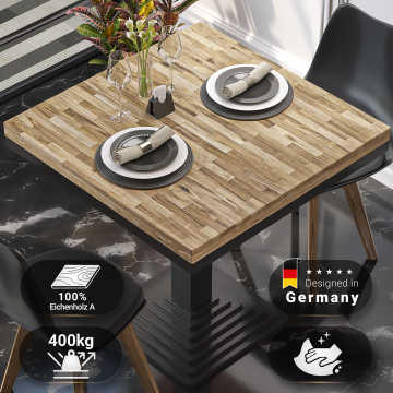 MASSIVE STEEL | Piano del tavolo solido Bistro | 60x60cm | Rovere