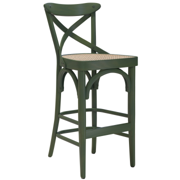 Maudez | Bentwood Bar Stool | Wood / Wicker | Olive Green | Bentwood