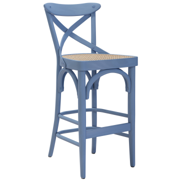 Maudez | Bugholz Barhocker | Holz / Geflecht | Blau | Bugholz