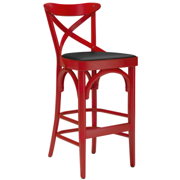 Maudez | Bugholz Barhocker | Holz / Leder | Rot | Bugholz