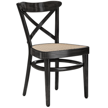 MAUDEZ | Bugholzstuhl | Rattan Geflecht | Schwarz | Bugholz