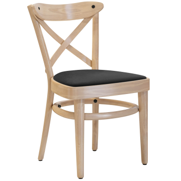 MAUDEZ | Chaise en bois cintré | Bois / Velours Noir | Chêne | Bois cintré