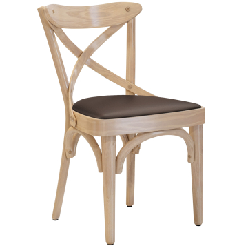Maudez | Chaise en bois courbé | Bois / Cuir | Chêne / Marron | Bois courbé