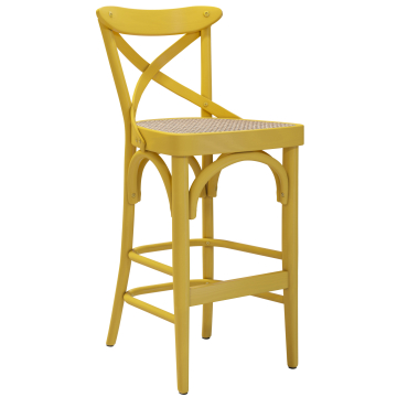 Maudez | Sgabello Barhocker in Legno / Intreccio | Giallo | Legno Curvato