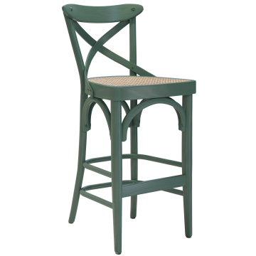 Maudez | Sgabello Barhocker in Legno / Intreccio | Verde | Legno Curvato
