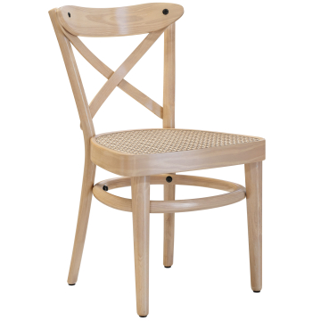 MAUDEZ | Silla de madera curvada | Trenzado de ratán | Roble | Madera curvada