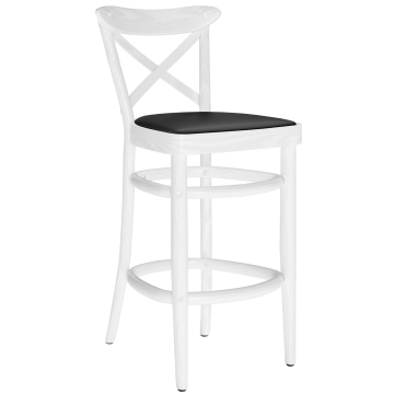 MAUDEZ | Sgabello Barhocker in Legno | Legno / Pelle | Bianco