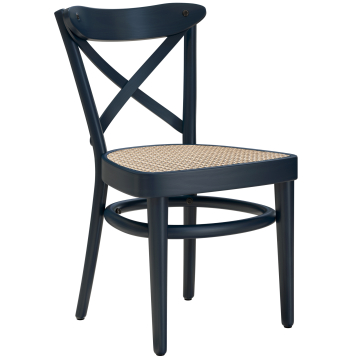 MAUDEZ | Bugholzstuhl | Rattan Geflecht | Dunkel Blau | Bugholz