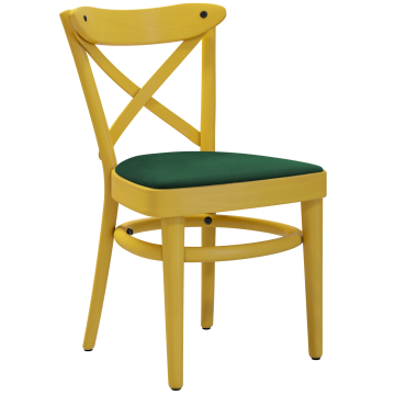 MAUDEZ | Chaise en bois moulé | Bois / Velours Vert | Jaune | Bois moulé