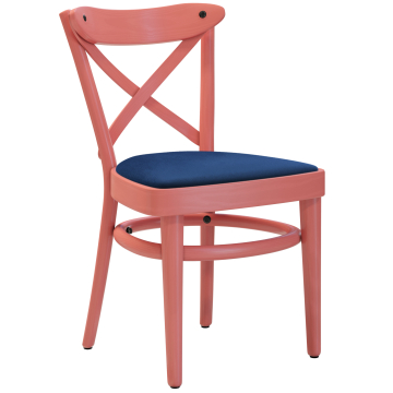 MAUDEZ | Bureaustoel van hout met bugholz | Hout / Fluweel Blauw | Roze | Bugholz