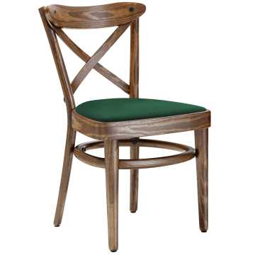 MAUDEZ | Sedia in legno curvato | Legno / Velluto Verde | Patina Vintage Antica | Legno curvato