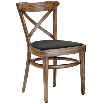 MAUDEZ | Sedia in legno curvato | Legno / Velluto Nero | Vintage Vecchia Patina | Legno curvato