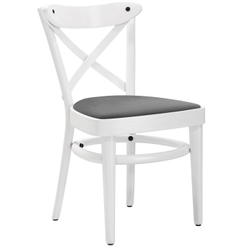 MAUDEZ | Bentstoel | Hout / Fluweel Grijs | Wit | Bentstoel