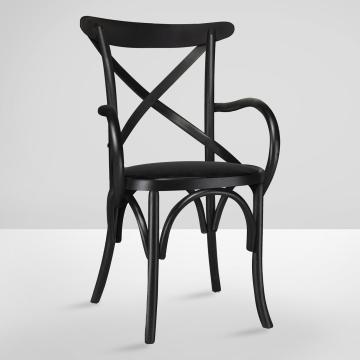 MAUDEZ ARM | Barstol | Svart | Böjträ | Läder svart