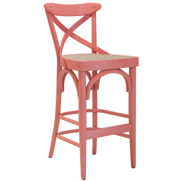 Maudez | Sgabello da bar in compensato | Legno / Intreccio | Rosa | Bugholz