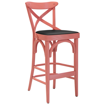 Maudez | Sgabello Alto in Betulla | Legno / Pelle | Rosa | Bugholz