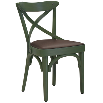 Maudez | Bugholzstuhl | Holz / Leder | Olive Grün / Braun | Bugholz