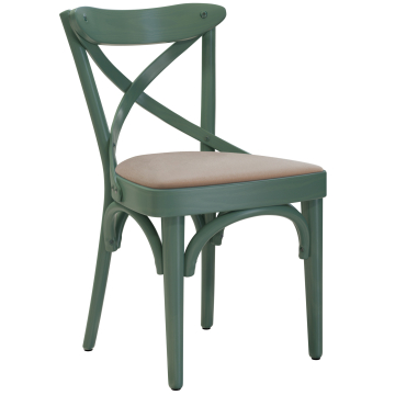 Maudez | Bakelieten Stoel | Hout / Fluweel | Groen / Taupe | Bakelieten