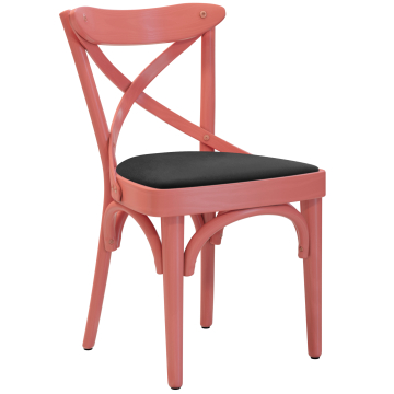 Maudez | Bugholzstoel | Hout / Samt | Roze / Zwart | Bugholz