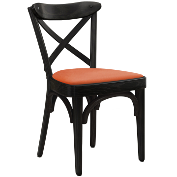 Maudez | Silla de contrachapado | Madera / Terciopelo | Negro / Naranja | Madera de contrachapado